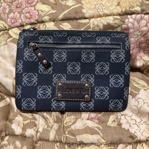 Loewe Navy Anagram Pattern Zip Pouch